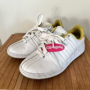 Clueless K-Swiss White Yellow Plaid Tennis Shoe Sneakers 7